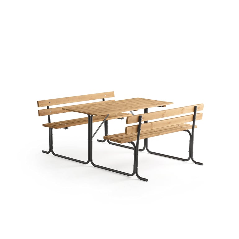 E-shop Záhradný stôl s lavičkou PARK PINE, 1500 mm, hnedá