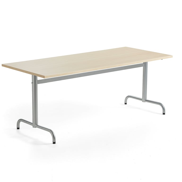 Levně Stůl PLURAL, 1800x800x720 mm, akustická HPL deska, bříza, stříbrná