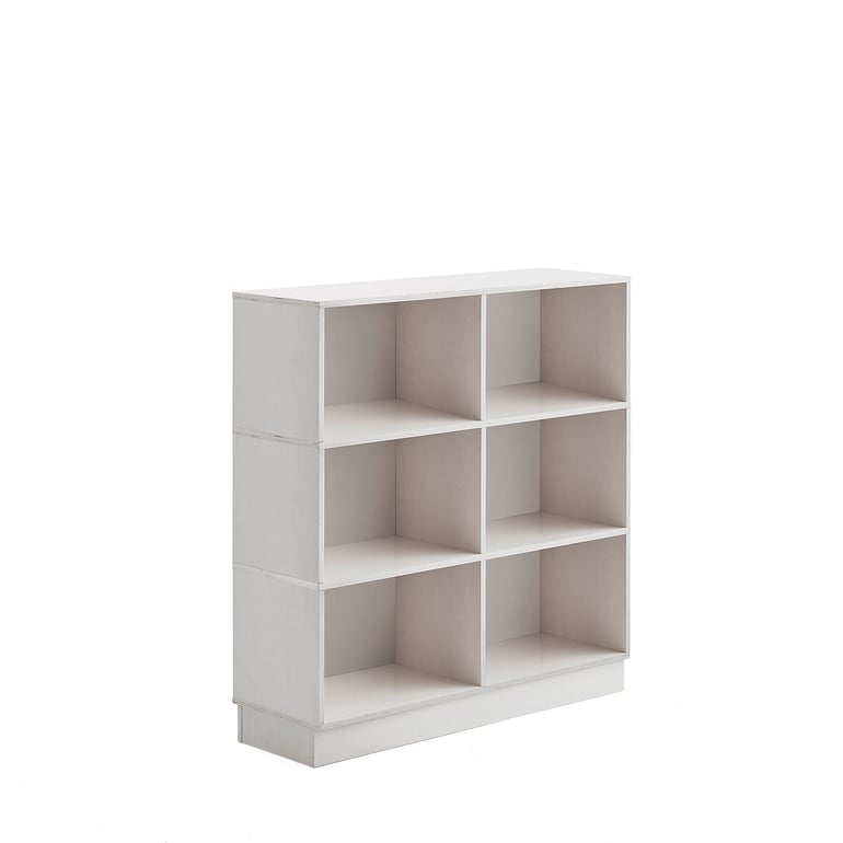 Levně Regál RICO, 1245x1200x375 mm, 6 přihrádek, sokl, bílá pigmentovaná