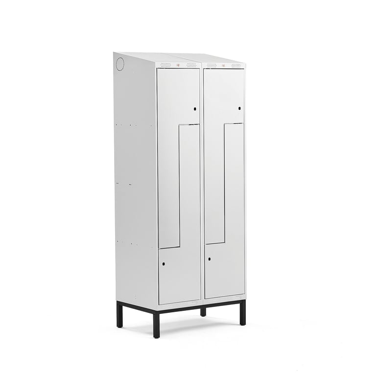 Z-locker CLASSIC, leg frame, 2 modules, 4 doors, 2100x800x550 mm, grey ...