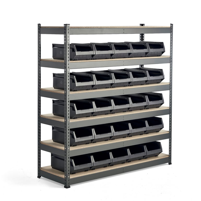 Levně Regál s plastovými boxy AJ 9000 + COMBO, 25 plastových boxů