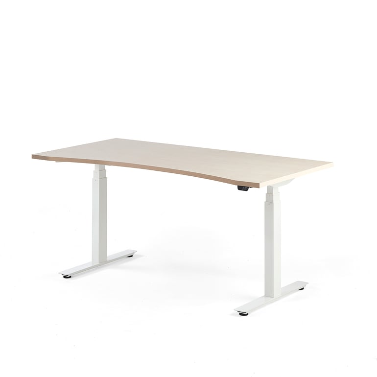 Standing desk MODULUS, wave, 1600x800 mm, white frame, birch | AJ ...