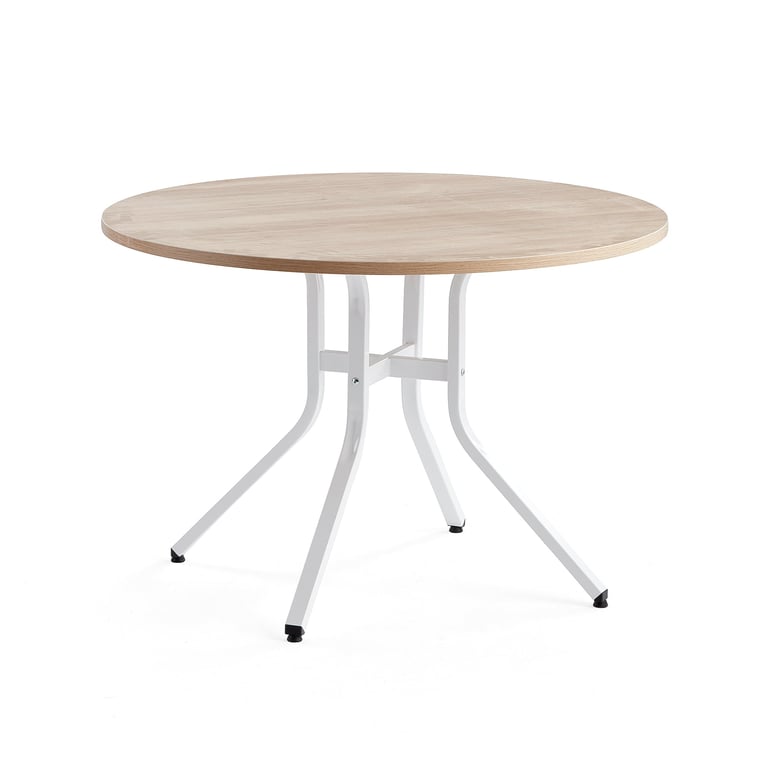 Levně Stůl VARIOUS, Ø1100 mm, výška 740 mm, bílá, dub