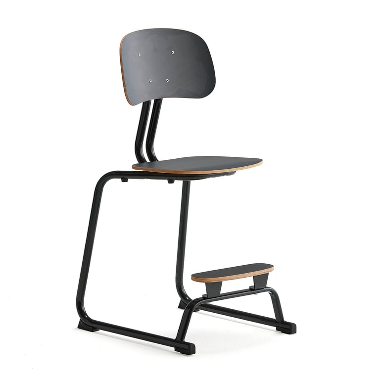 Školská stolička YNGVE, podnož s klzákmi, antracit, antracit, V 520 mm