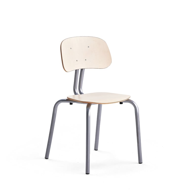 Školská stolička YNGVE, so 4 nohami, strieborná, breza, V 460 mm