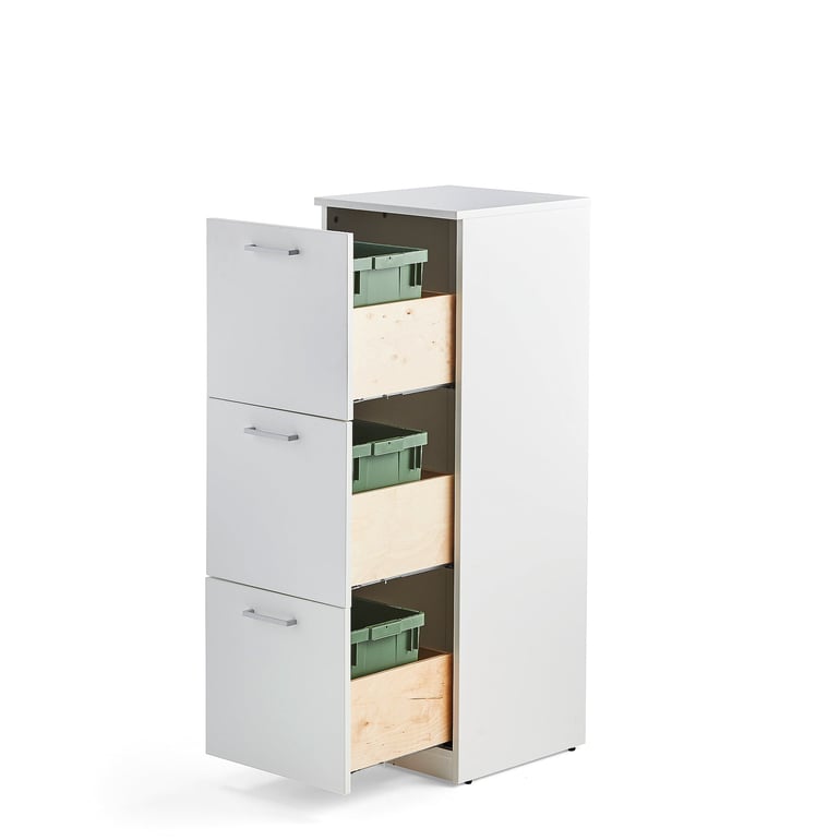 Kôš na triedenie odpadu FAHRENHEIT, 3 zásuvky, biely, 3x21 L box