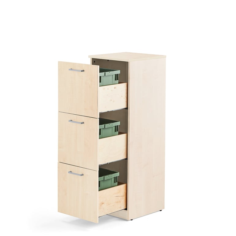 Kôš na triedenie odpadu FAHRENHEIT, 3 zásuvky, breza, 3x21 L box