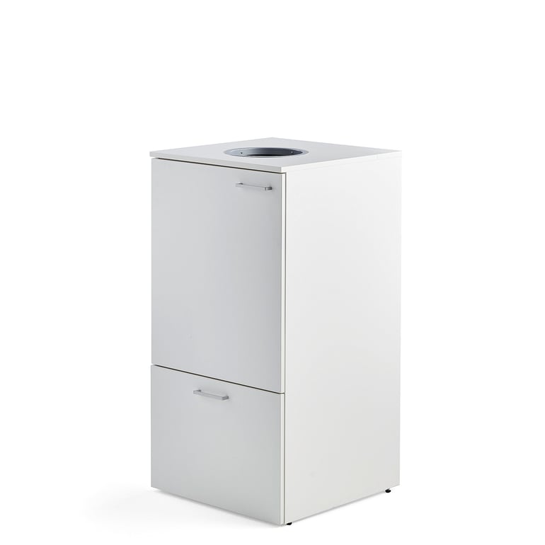 Levně Skříňka na tříděný odpad FAHRENHEIT, 1 zásuvka, 1x 90l a 2x 25l plastová nádoba, bílá