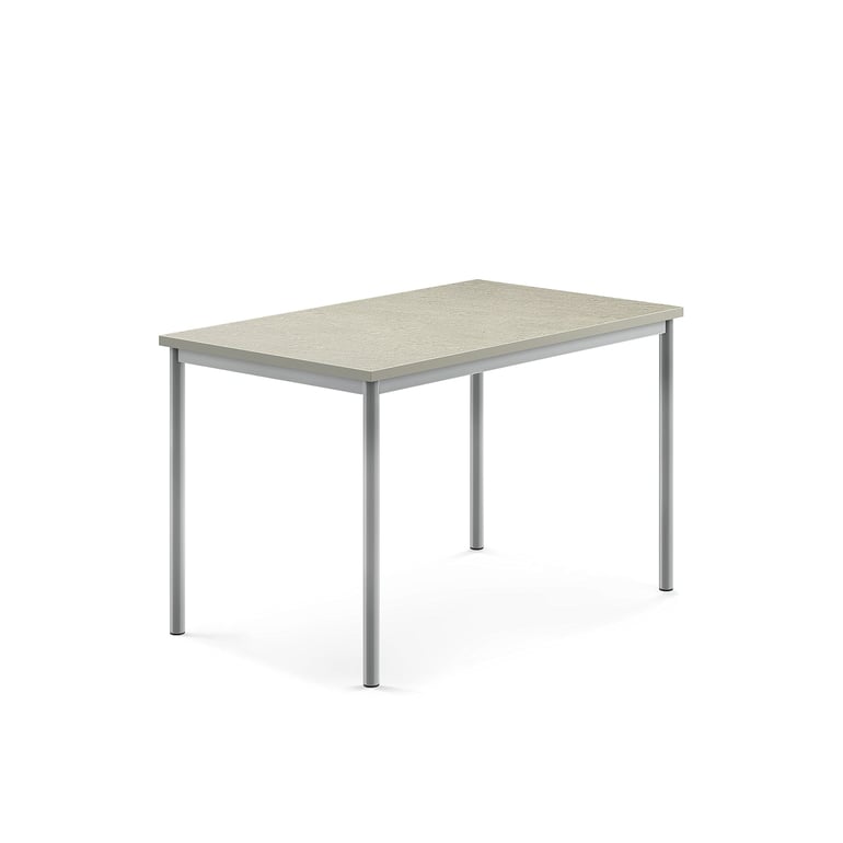Levně Stůl SONITUS, 1200x800x760 mm, stříbrné nohy, deska s linoleem, šedá