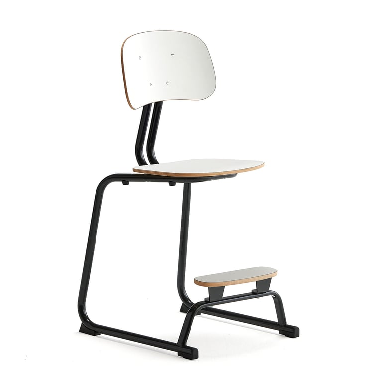 Školská stolička YNGVE, podnož s klzákmi, antracit, biela, V 520 mm