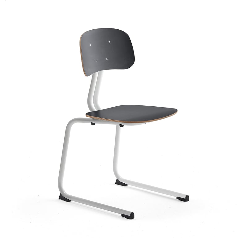 Školská stolička YNGVE, podnož s klzákmi, biela, antracit, V 460 mm