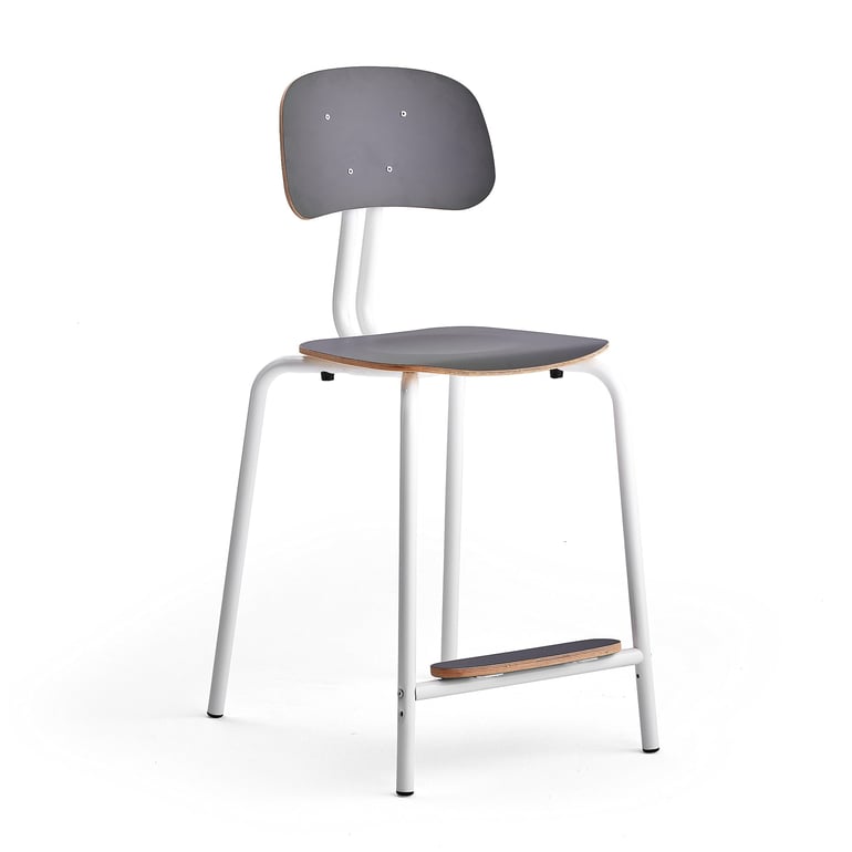 Školská stolička YNGVE, so 4 nohami, biela, antracit, V 610 mm