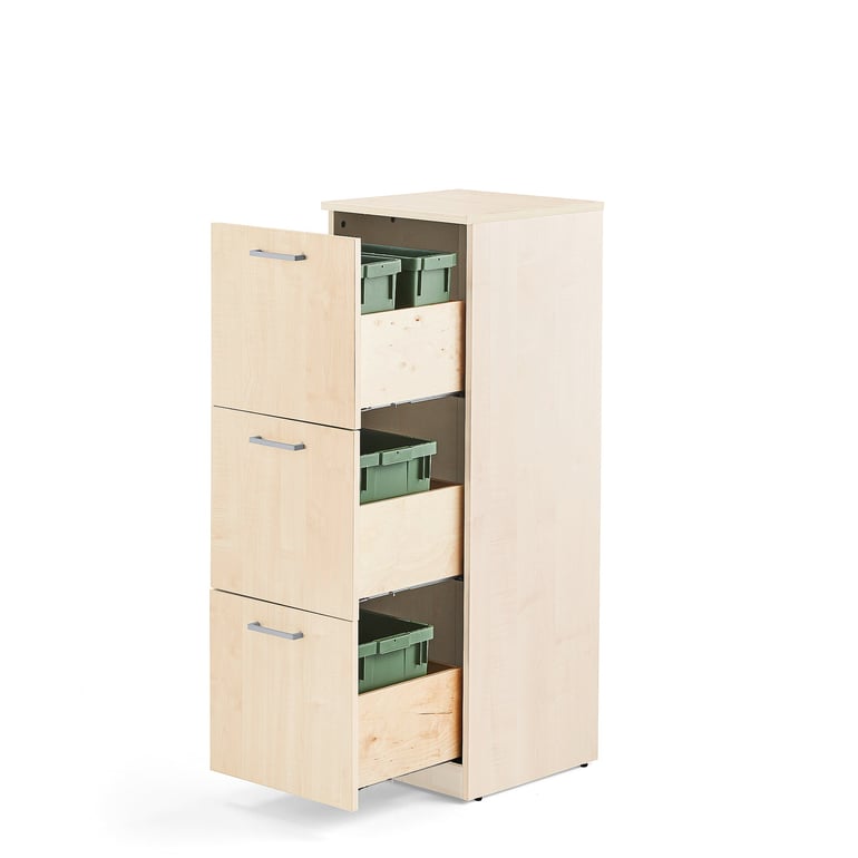 Kôš na triedenie odpadu FAHRENHEIT, 3 zásuvky, breza, 2x21 L + 2x10 L box