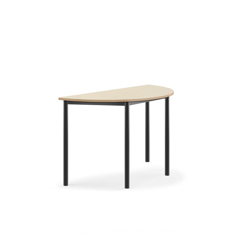 Stôl BORÅS, polkruh, 1200x600x720 mm, laminát - breza, antracit
