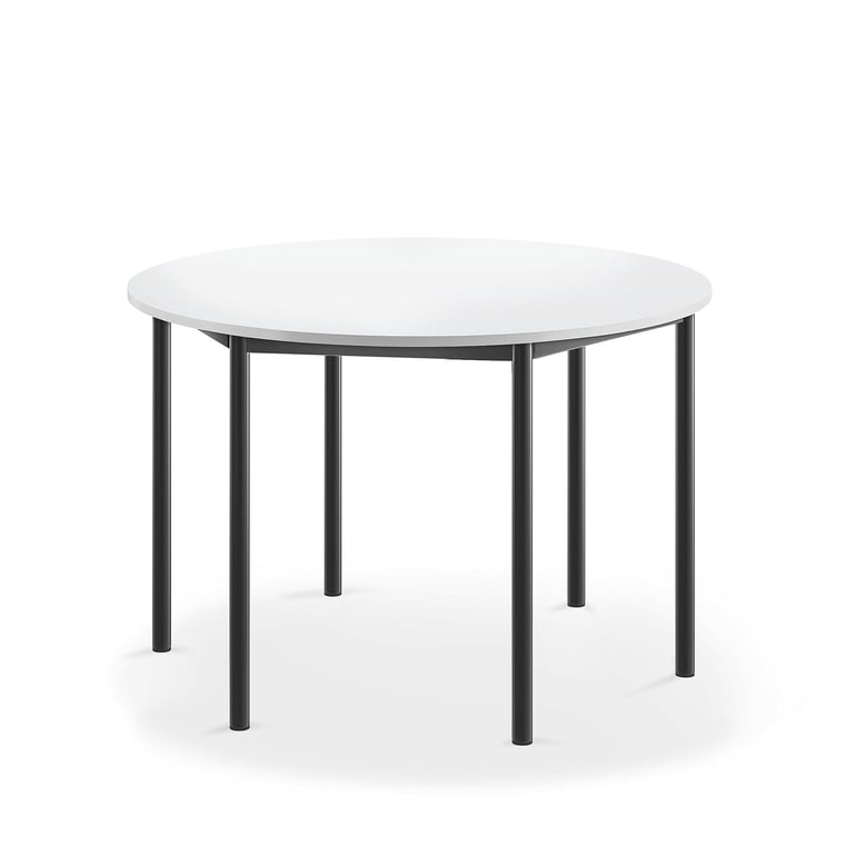 Levně Stůl BORÅS, Ø1200x760 mm, antracitově šedé nohy, HPL deska, bílá