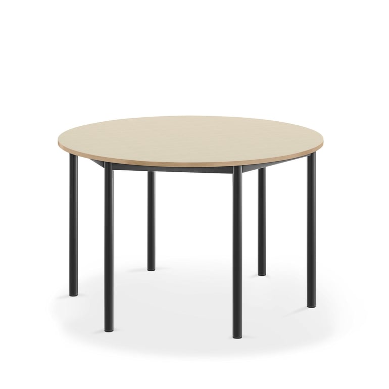 Levně Stůl BORÅS, Ø1200x720 mm, antracitově šedé nohy, HPL deska, bříza