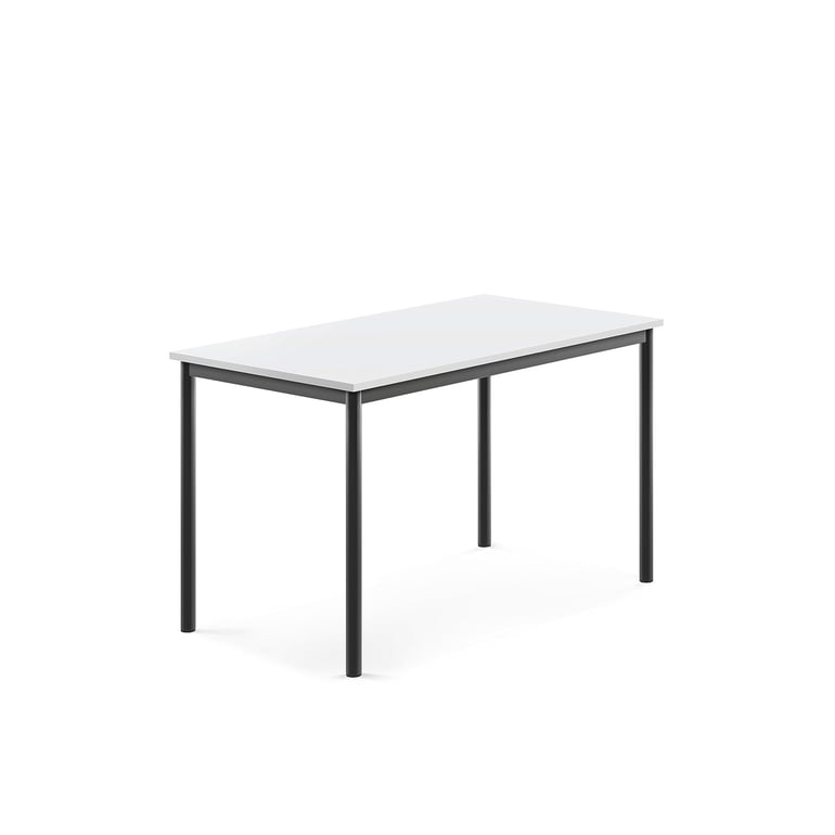Levně Stůl SONITUS, 1200x700x720 mm, antracitově šedé nohy, HPL deska tlumící hluk, bílá