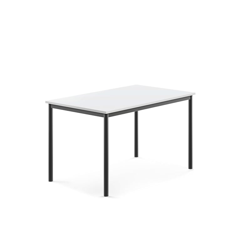 Levně Stůl SONITUS, 1200x800x720 mm, antracitově šedé nohy, HPL deska tlumící hluk, bílá