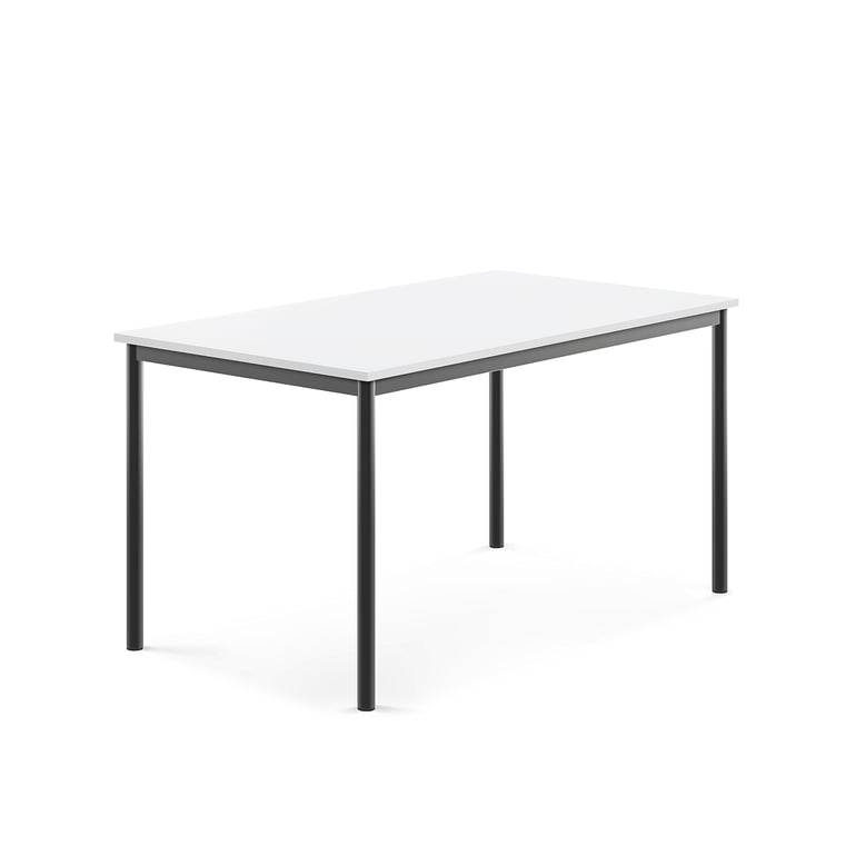 Levně Stůl SONITUS, 1400x800x720 mm, antracitově šedé nohy, HPL deska tlumící hluk, bílá