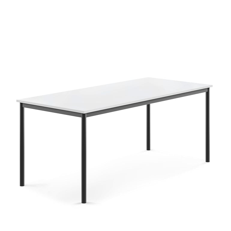 Levně Stůl SONITUS, 1800x800x720 mm, antracitově šedé nohy, HPL deska tlumící hluk, bílá