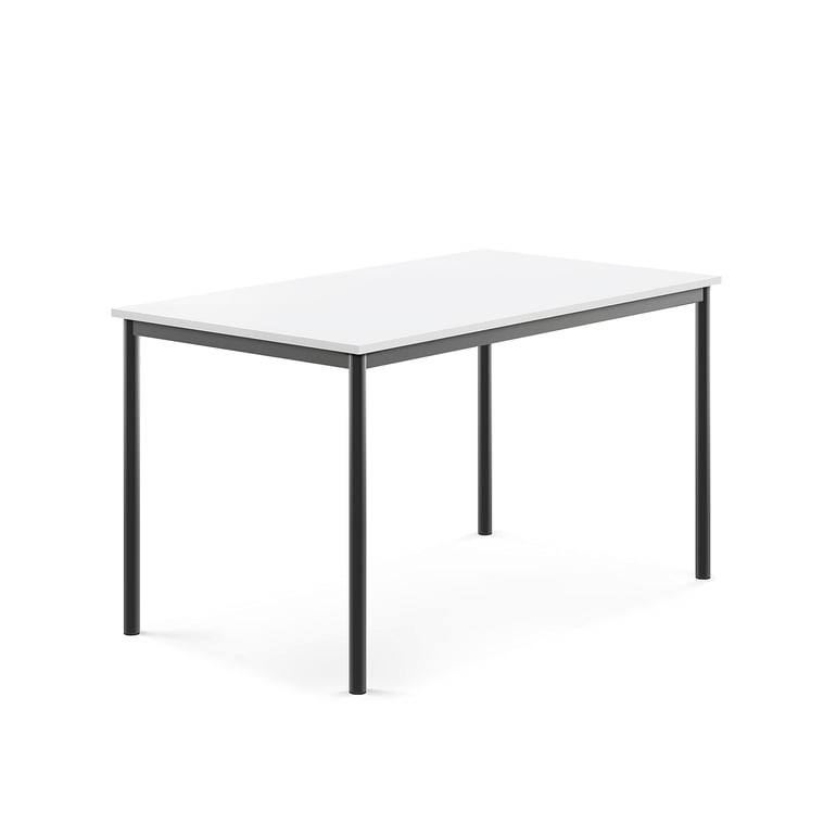 Levně Stůl SONITUS, 1400x800x760 mm, antracitově šedé nohy, HPL deska tlumící hluk, bílá