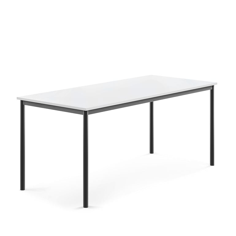 Levně Stůl SONITUS, 1800x800x760 mm, antracitově šedé nohy, HPL deska tlumící hluk, bílá