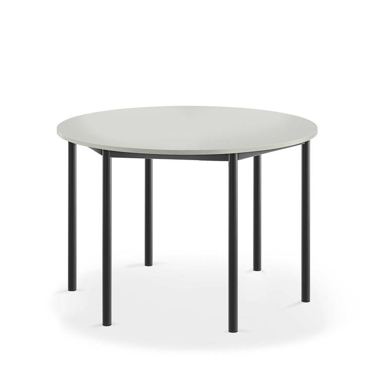 Levně Stůl SONITUS, Ø1200x760 mm, antracitově šedé nohy, HPL deska tlumící hluk, šedá