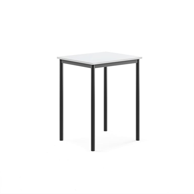Levně Stůl SONITUS, 700x600x900 mm, antracitově šedé nohy, HPL deska tlumící hluk, bílá