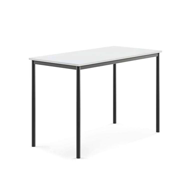 Levně Stůl SONITUS, 1400x700x900 mm, antracitově šedé nohy, HPL deska tlumící hluk, bílá