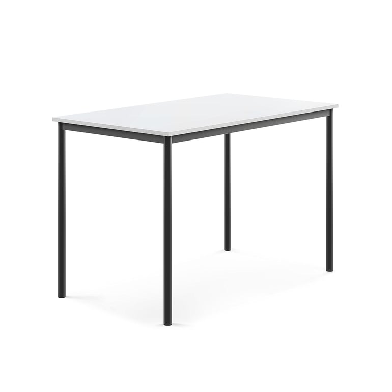Levně Stůl SONITUS, 1400x800x900 mm, antracitově šedé nohy, HPL deska tlumící hluk, bílá