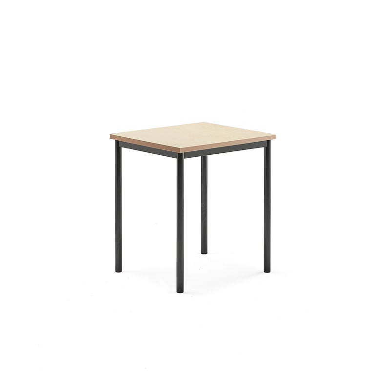 Levně Stůl SONITUS, 700x600x760 mm, antracitově šedé nohy, deska s linoleem, béžová