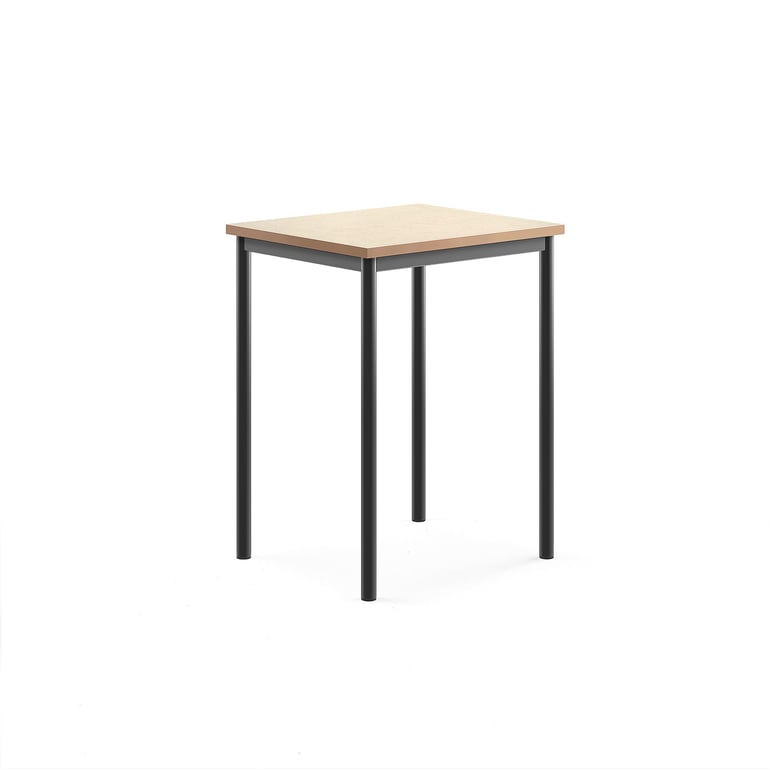 Levně Stůl SONITUS, 700x600x900 mm, antracitově šedé nohy, deska s linoleem, béžová