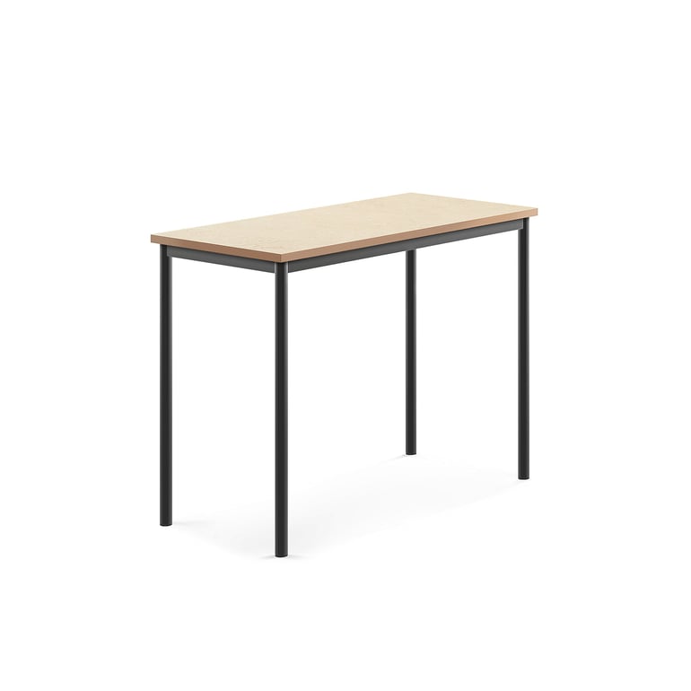 Levně Stůl SONITUS, 1200x600x900 mm, antracitově šedé nohy, deska s linoleem, béžová