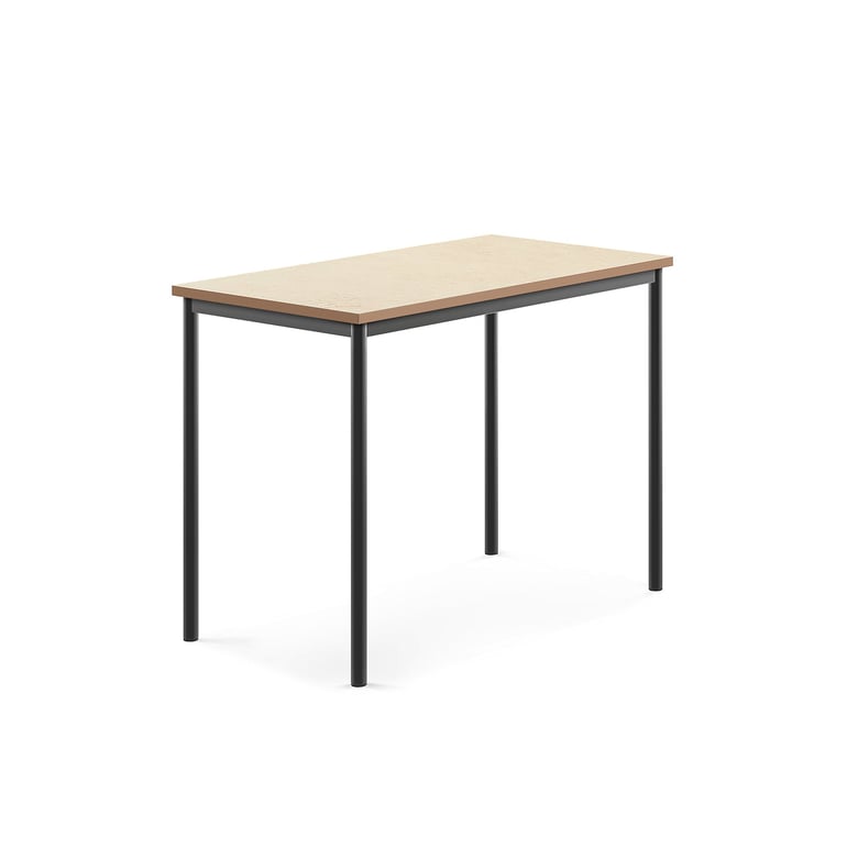 Levně Stůl SONITUS, 1200x700x900 mm, antracitově šedé nohy, deska s linoleem, béžová