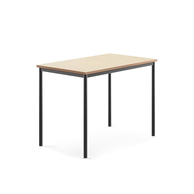 Levně Stůl SONITUS, 1200x800x900 mm, antracitově šedé nohy, deska s linoleem, béžová