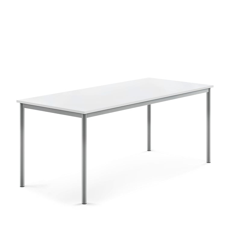 Levně Stůl BORÅS, 1800x800x720 mm, stříbrné nohy, HPL deska, bílá
