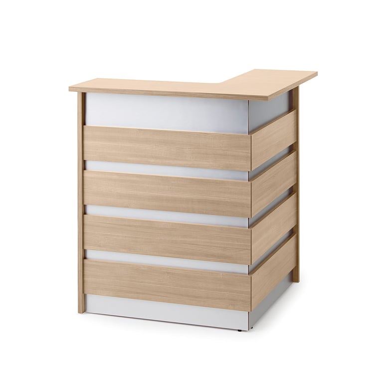 Levně Recepční pult INVITE, rohový, pravý, 1000x1000x1150 mm, dub