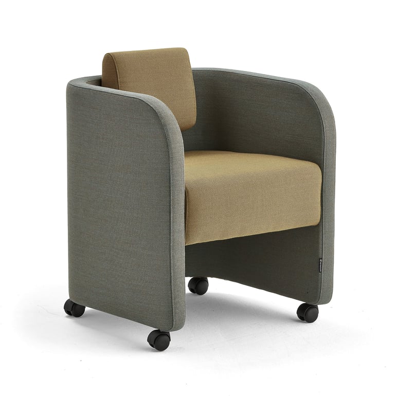 Levně Křeslo COMFY, s kolečky, vlněný potah, tyrkysovo-oranžová/zlatá