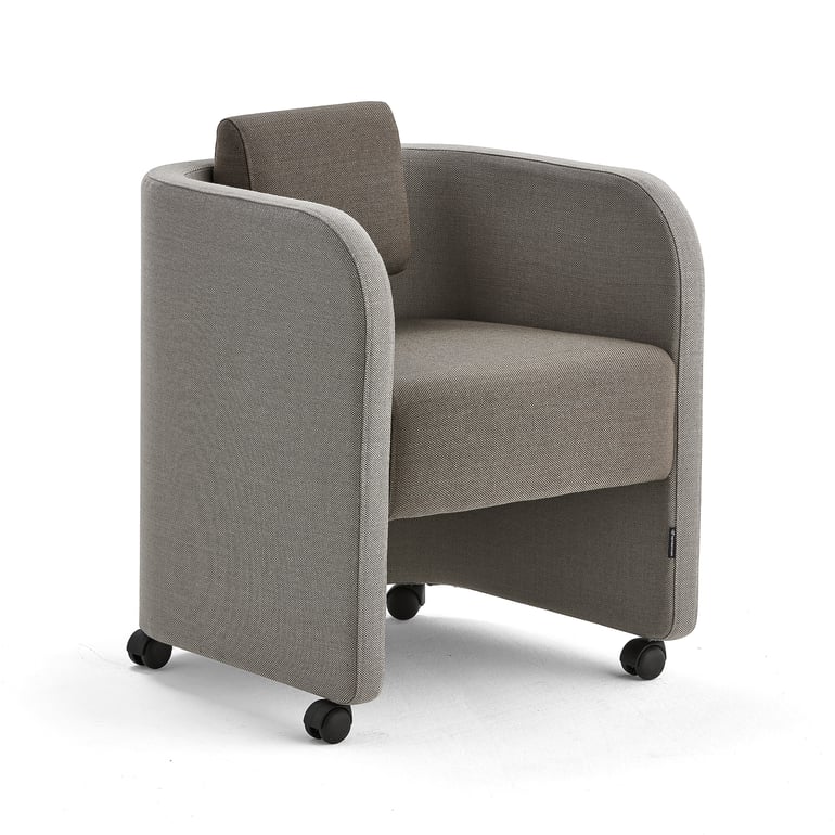 Kreslo COMFY, s kolieskami, vlnená tkanina, piesková/hnedá