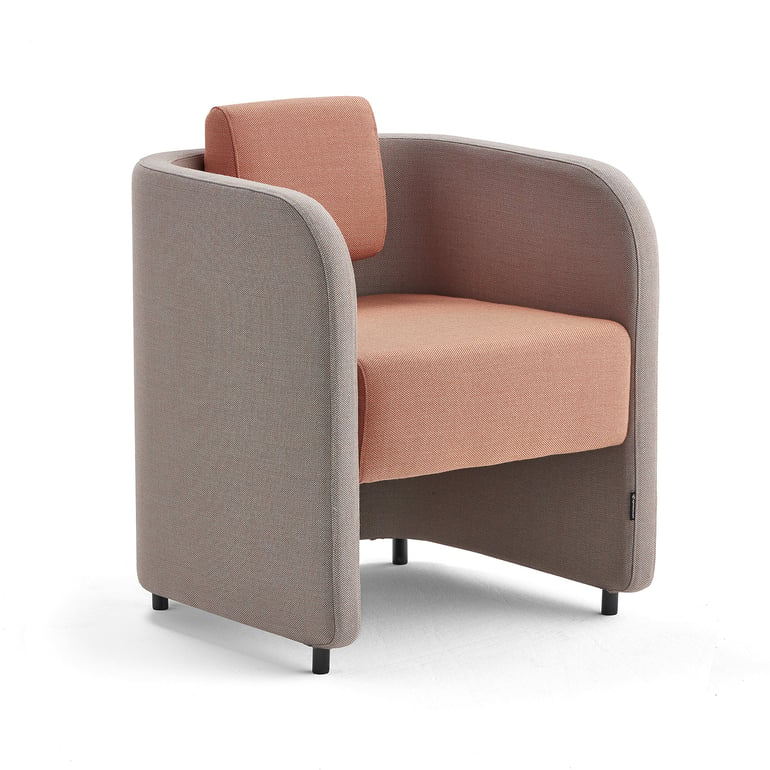 Levně Křeslo COMFY, vlněný potah, stříbrnošedá/lososově růžová