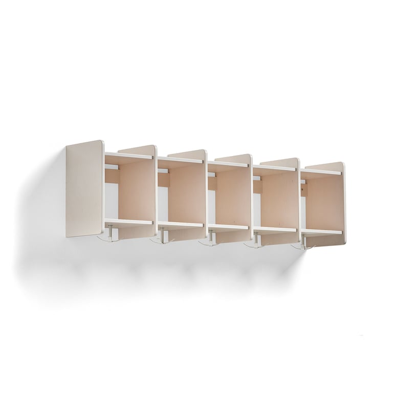 Wall mounted overhead storage EBBA, 5 sections, white | AJ Products UK