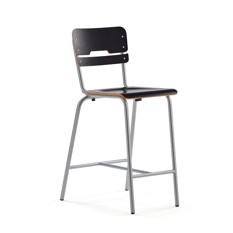 Stol SCIENTIA, H650 B390 D390 mm, sølv/svart | AJ Produkter