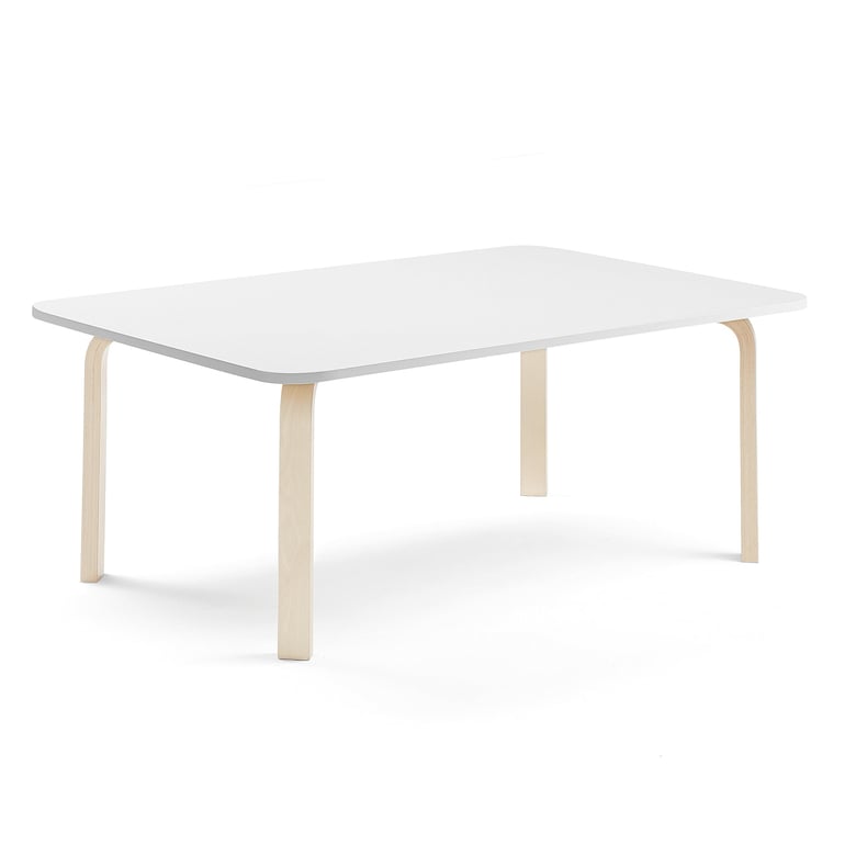 Levně Stůl ELTON, 1800x700x530 mm, bříza, akustická HPL deska, bílá