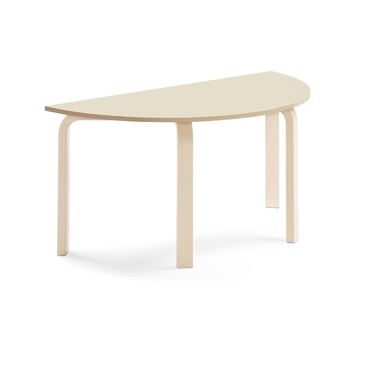 Levně Stůl ELTON, půlkruh, 1200x600x590 mm, bříza, akustická HPL deska, bříza