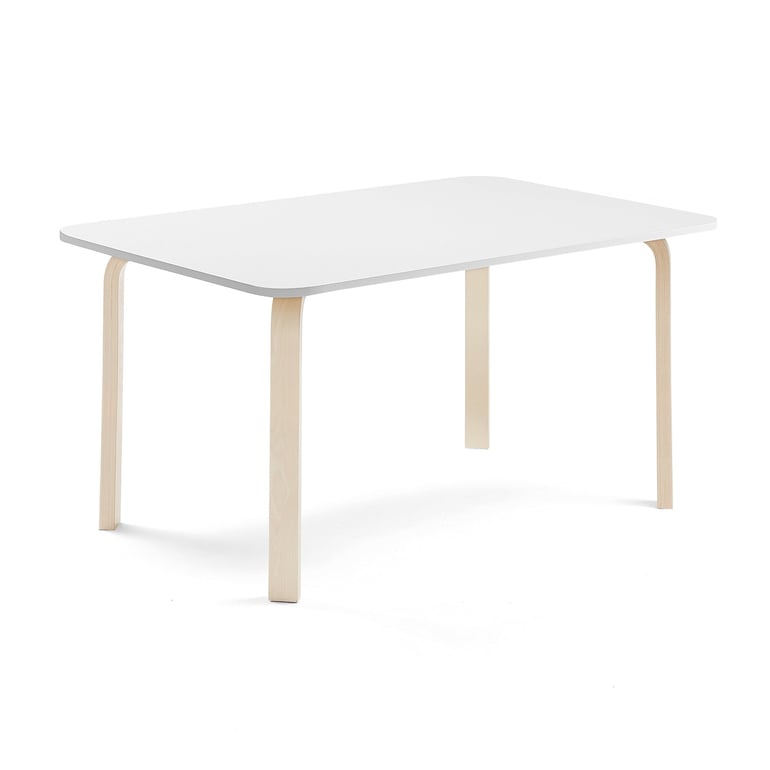 Levně Stůl ELTON, 1400x800x640 mm, bříza, akustická HPL deska, bílá