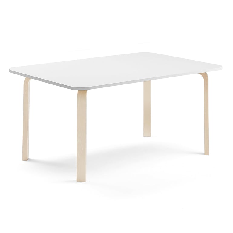 Levně Stůl ELTON, 1800x700x640 mm, bříza, akustická HPL deska, bílá