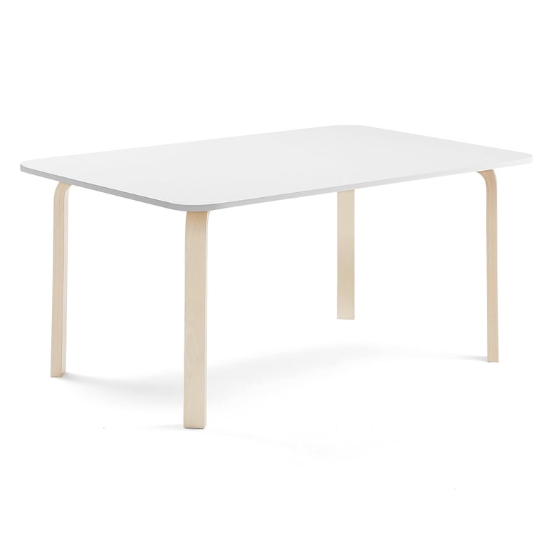 Levně Stůl ELTON, 1800x800x640 mm, bříza, akustická HPL deska, bílá