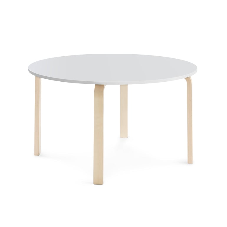 Levně Stůl ELTON, Ø 1200x640 mm, bříza, akustická HPL deska, bílá