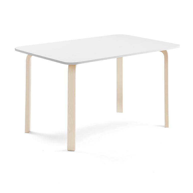 Levně Stůl ELTON, 1400x800x710 mm, bříza, akustická HPL deska, bílá