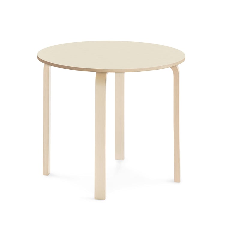 Levně Stůl ELTON, Ø 900x710 mm, bříza, akustická HPL deska, bříza